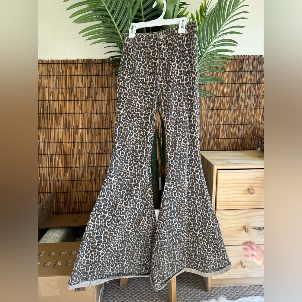 Free People Leopard print Just Float On Flare denim pants